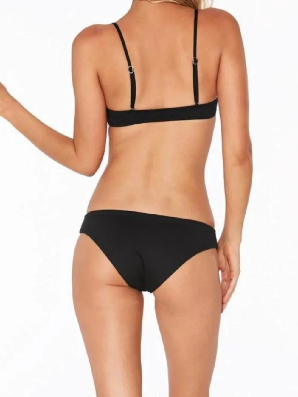 L*Space Women's Jaime Strappy Bikini Top Black Beach Swim Bralette Size L NWT